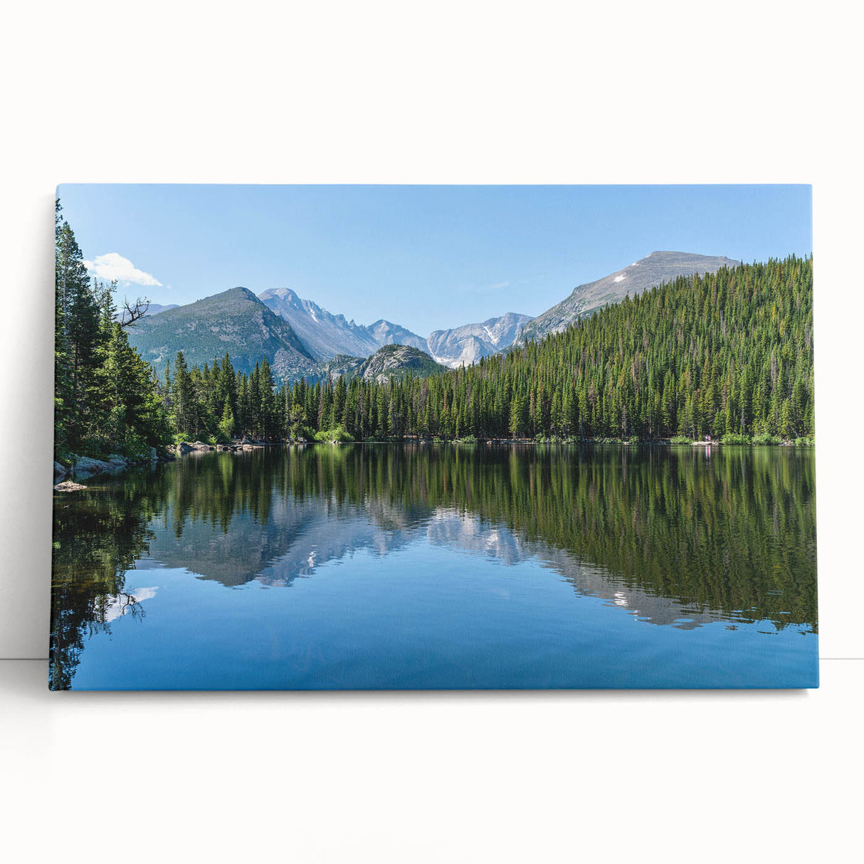 Black and white photo of Colorado Springs on stretched canvas, suitable as large kitchen wall art.