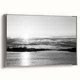 Landscape art painting of Delaware scenery on a silver-framed canvas, featuring colorful yet muted vintage-style elements.