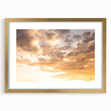 Extra large abstract art print of the Everglades in a gold frame, featuring textured greens and blues.