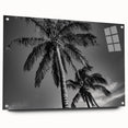 Acrylic print of a large abstract depiction of Miami with vibrant blue and pink tones, ideal for dining room decor.