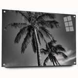 Acrylic print of a large abstract depiction of Miami with vibrant blue and pink tones, ideal for dining room decor.