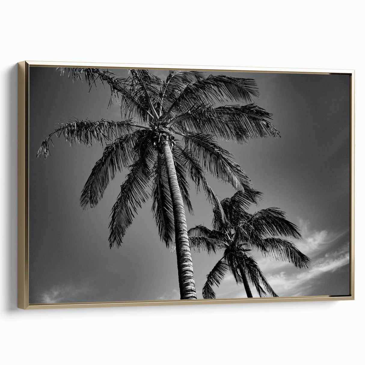 Framed canvas of Miami landscape in vintage poster style with black and gold tones, ideal for bedroom wall art.