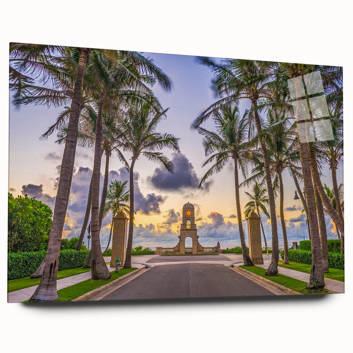 Acrylic print of Palm Beach scenery in soft pastel colors, ideal for bedroom or dining room art.