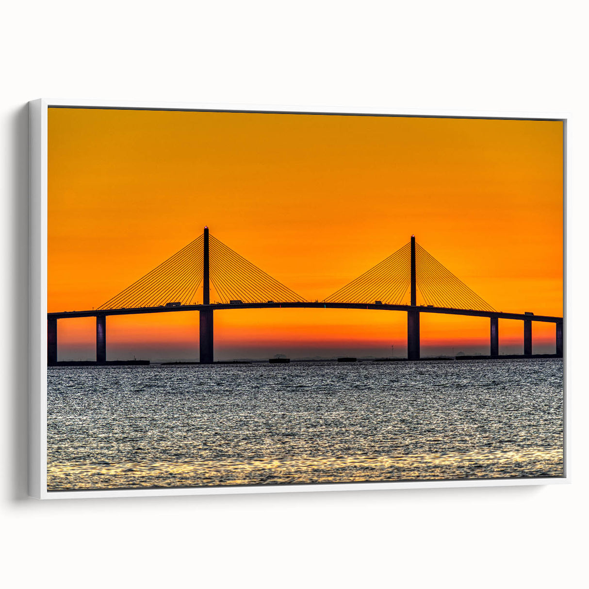 Vintage poster art of Tampa skyline in colorful hues on extra large framed canvas, ideal for living room decor.