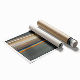 Atlanta skyline in muted gray and blue tones on a large rolled canvas, suitable for classy bathroom wall art.