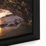 Extra large framed canvas featuring a textured depiction of Maui's shoreline in vibrant colors, ideal for living room decor.