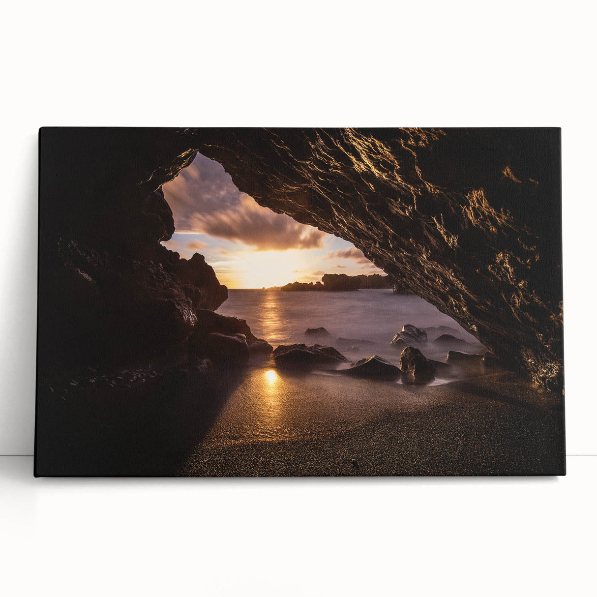 Black and white stretched canvas of Maui scenery, ideal for kitchen wall art or bedroom ambiance.