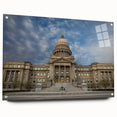 Large abstract wall art depicting Idaho scenery in muted earth tones on acrylic glass.