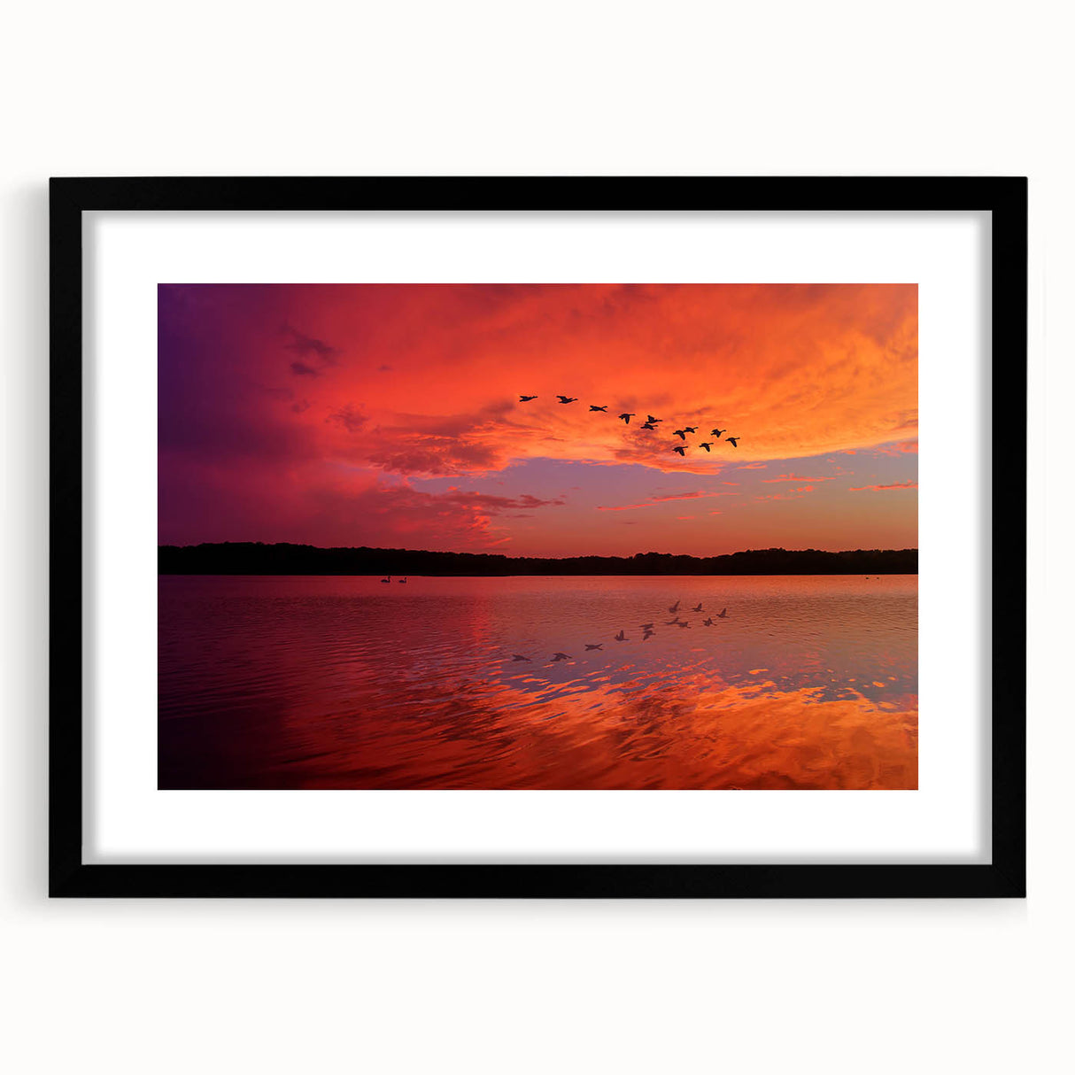 Extra large abstract art print of colorful Lake Michigan, textured style on framed canvas, ideal for living room decor.