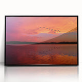 Large abstract wall art depicting Lake Michigan, using muted blue and gray tones on a framed acrylic print.