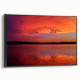 Black and white framed canvas of Lake Michigan, featuring a vintage landscape style, ideal for bedroom wall decor.