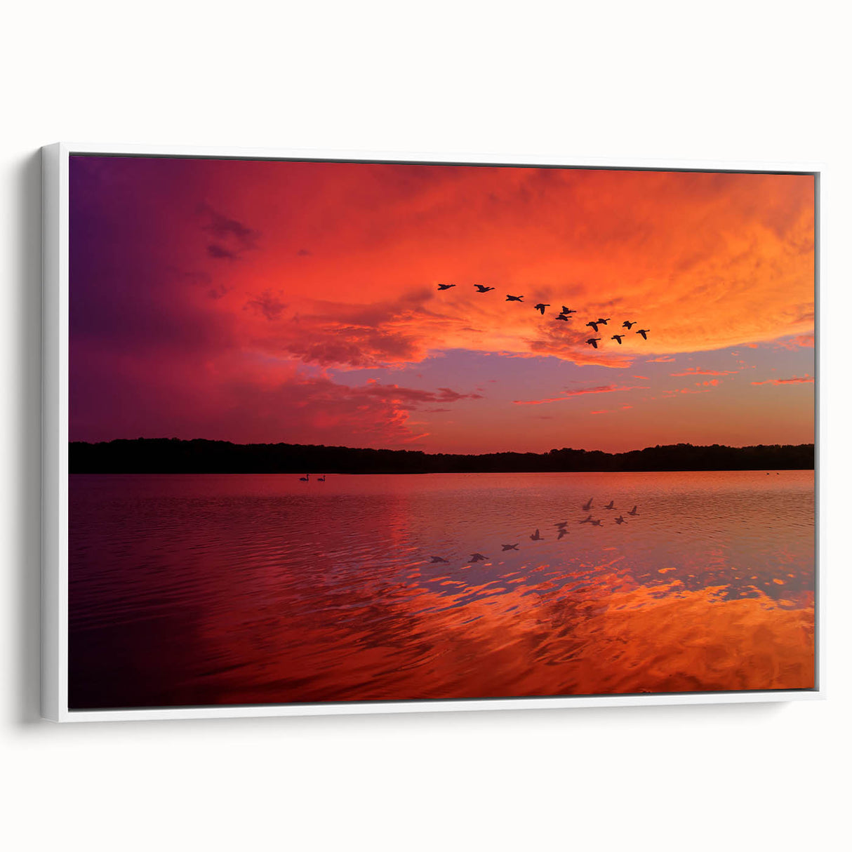 Vintage poster art of Lake Michigan with colorful palette, framed canvas, ideal for living room decor.