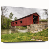Large abstract wall art depicting Indiana scenery in muted earth tones on acrylic glass.