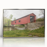 Mid-century modernist art depicting an Indiana landscape in muted earth tones, framed acrylic print.