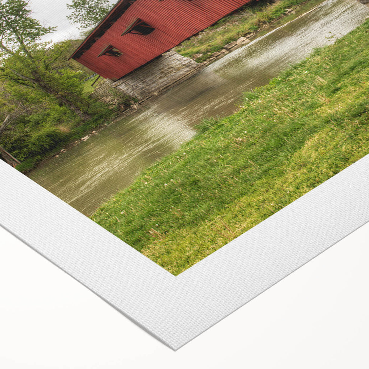 Art Deco-style poster of Indiana scenery in muted earth tones on rolled canvas, suitable for dining room decor.