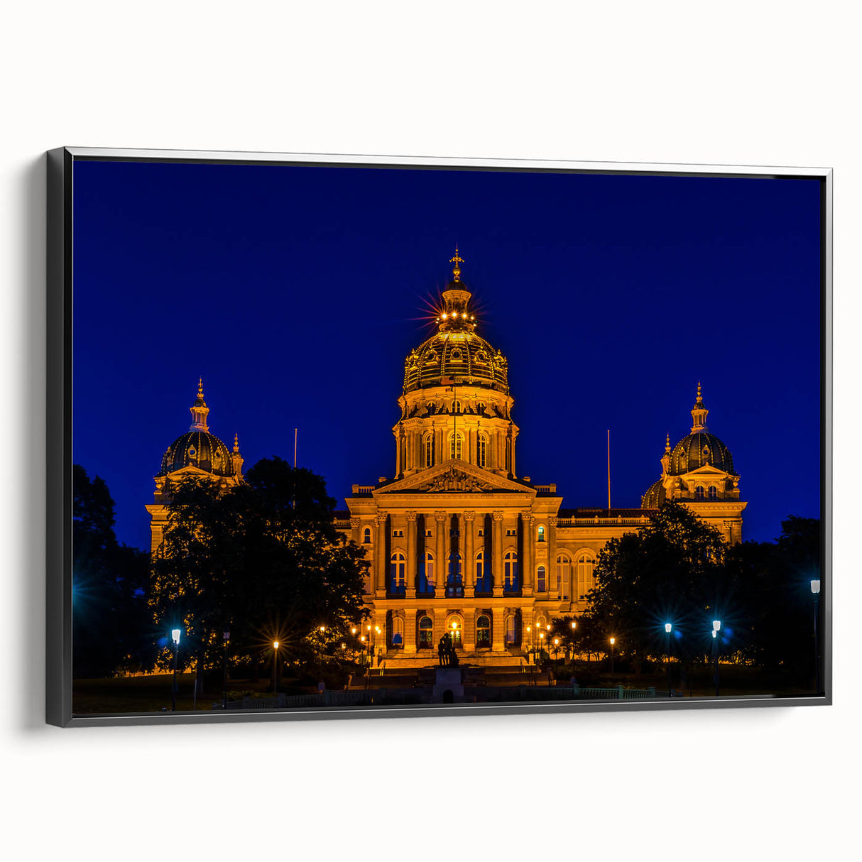 Black and white framed canvas depicting a vintage-style Iowa landscape, ideal for bedroom wall art.