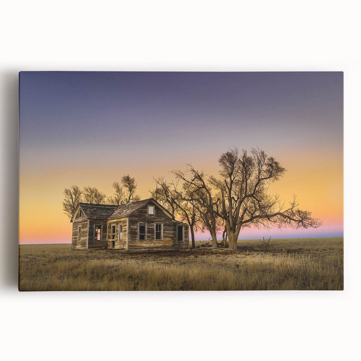 Black and white large art canvas depicting a serene Kansas landscape, suitable for kitchen wall art.