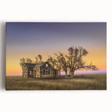 Black and white large art canvas depicting a serene Kansas landscape, suitable for kitchen wall art.