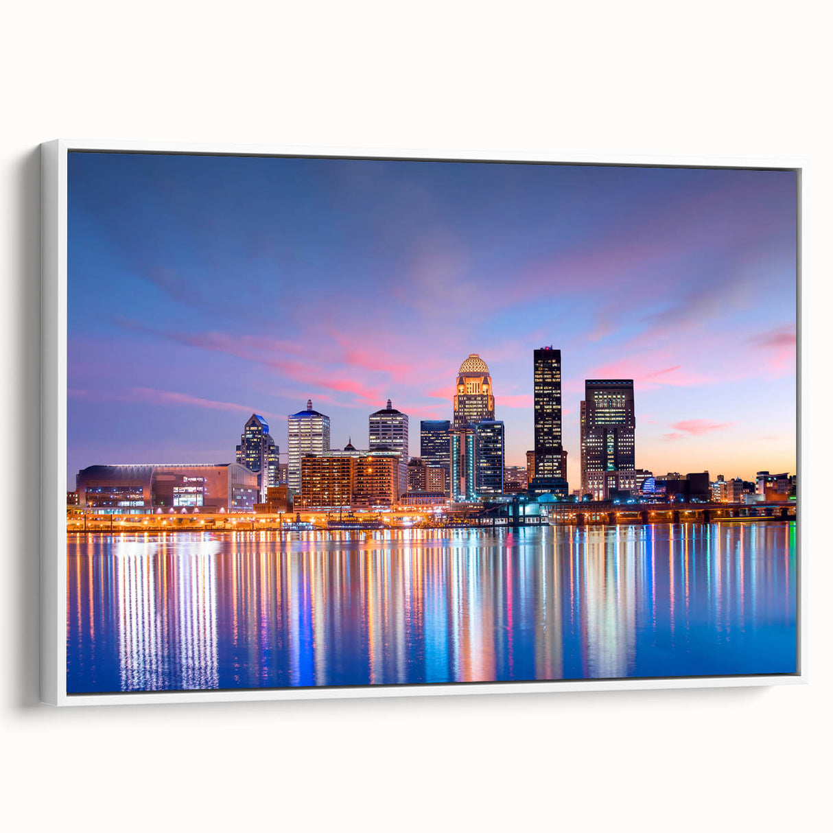 Vintage poster art of a Kentucky landscape on framed canvas, featuring vibrant, colorful art.