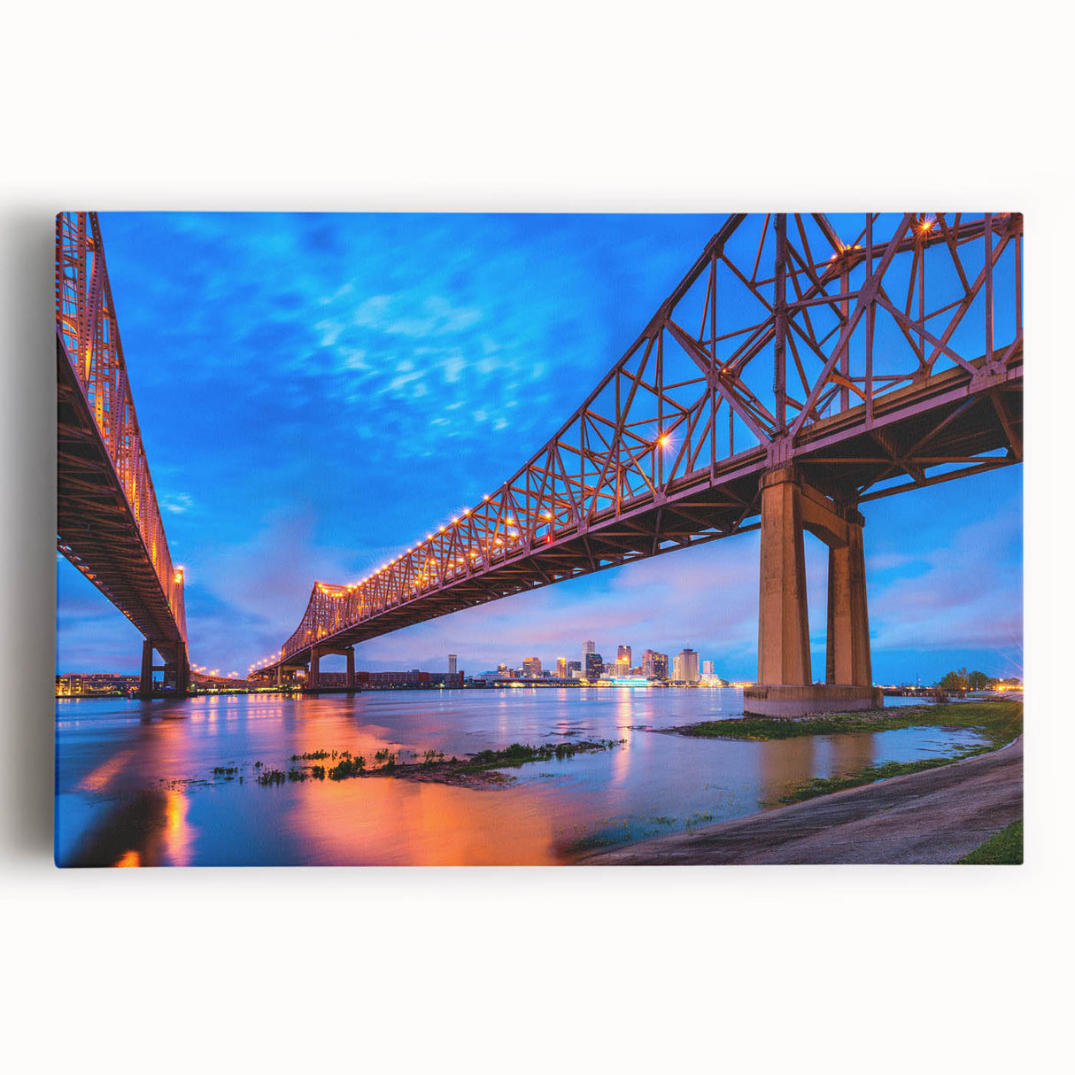 Black and white stretched canvas featuring a detailed New Orleans street scene, ideal for kitchen wall art.