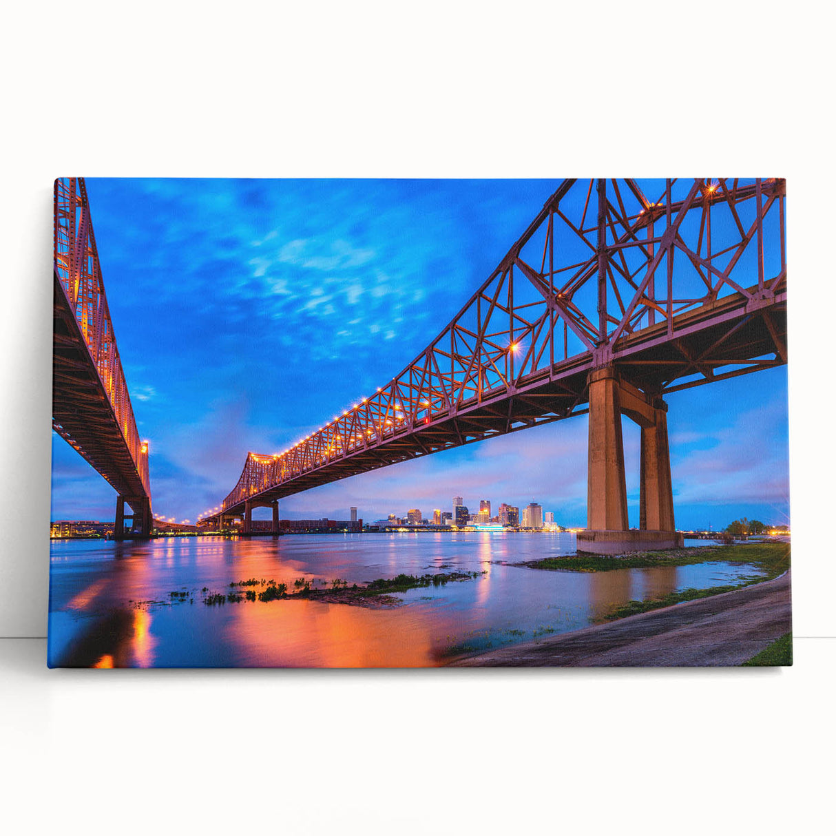 Black and white photo of New Orleans street on stretched canvas, suitable as kitchen wall art or for bedroom ambiance.