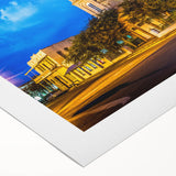 Art deco poster of a Louisiana landscape in muted earth tones on rolled canvas, suitable for dining room decor.