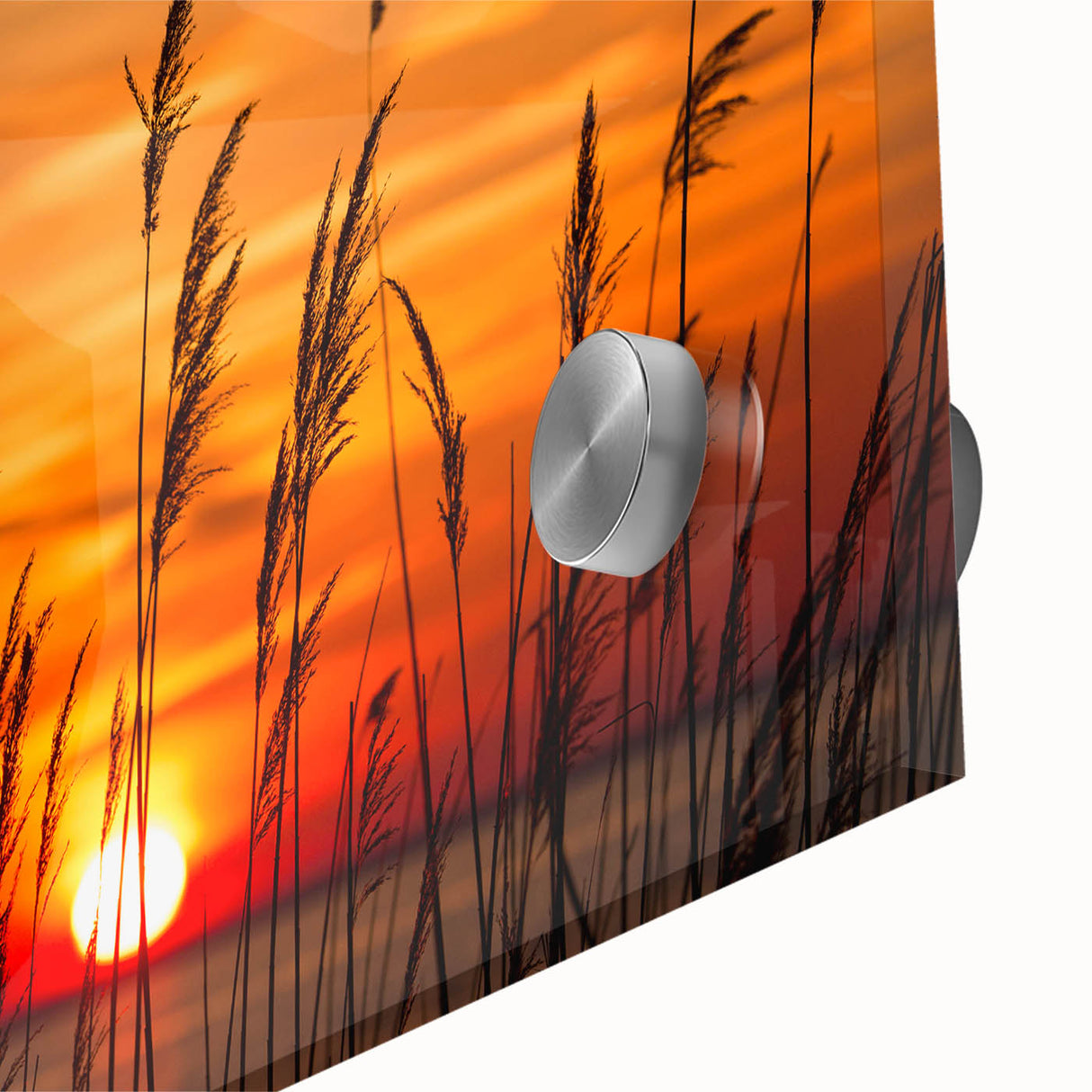 Large abstract depiction of Chesapeake Bay in muted blue and green hues on acrylic glass, suitable for dining room art.