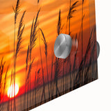 Large abstract depiction of Chesapeake Bay in muted blue and green hues on acrylic glass, suitable for dining room art.