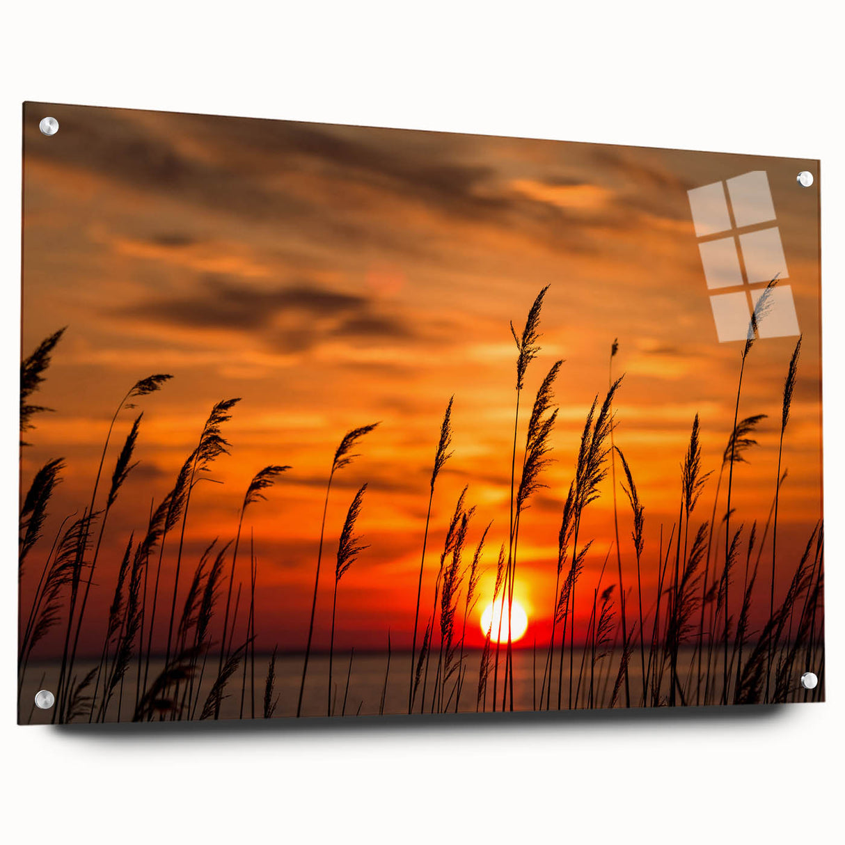 Acrylic print of Chesapeake Bay with soft blue and green hues, ideal for bedroom or dining room decor.