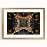 Extra large abstract art print of Boston skyline in muted earth tones on a framed canvas, ideal for living room decor.