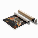 Extra large rolled print of Boston scenery with soft floral accents in muted colors, ideal for classy bathroom wall art.