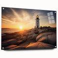 Acrylic print of a large abstract depiction of Cape Cod with vibrant blue and green tones, ideal for dining room decor.
