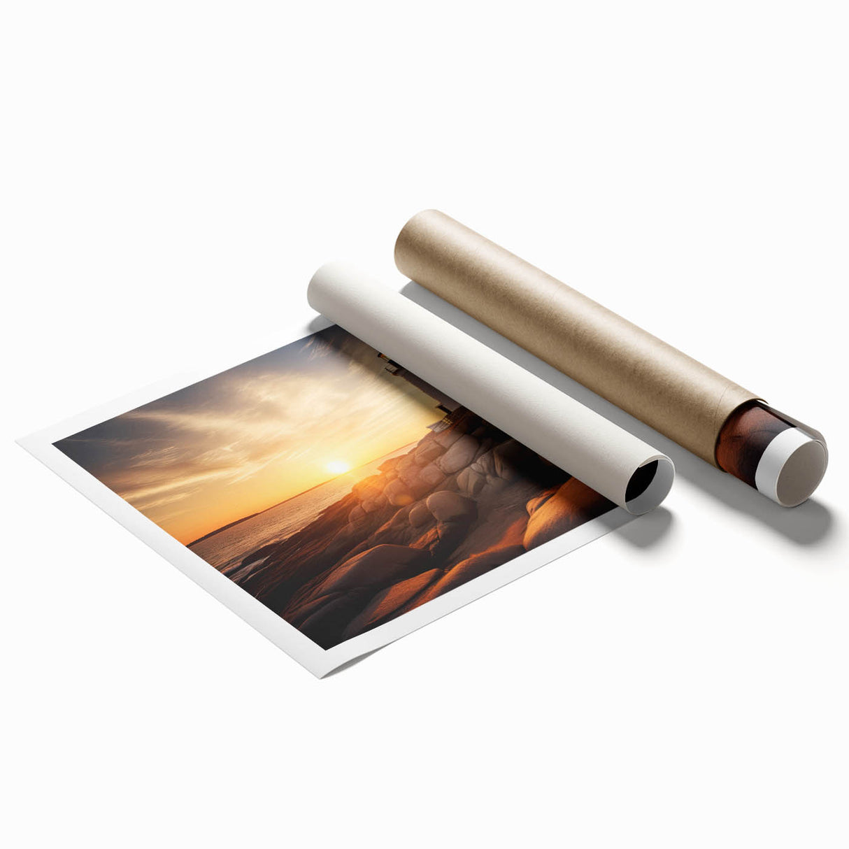 Extra large rolled print of Cape Cod scenery with muted green and blue tones, ideal for classy bathroom wall art.