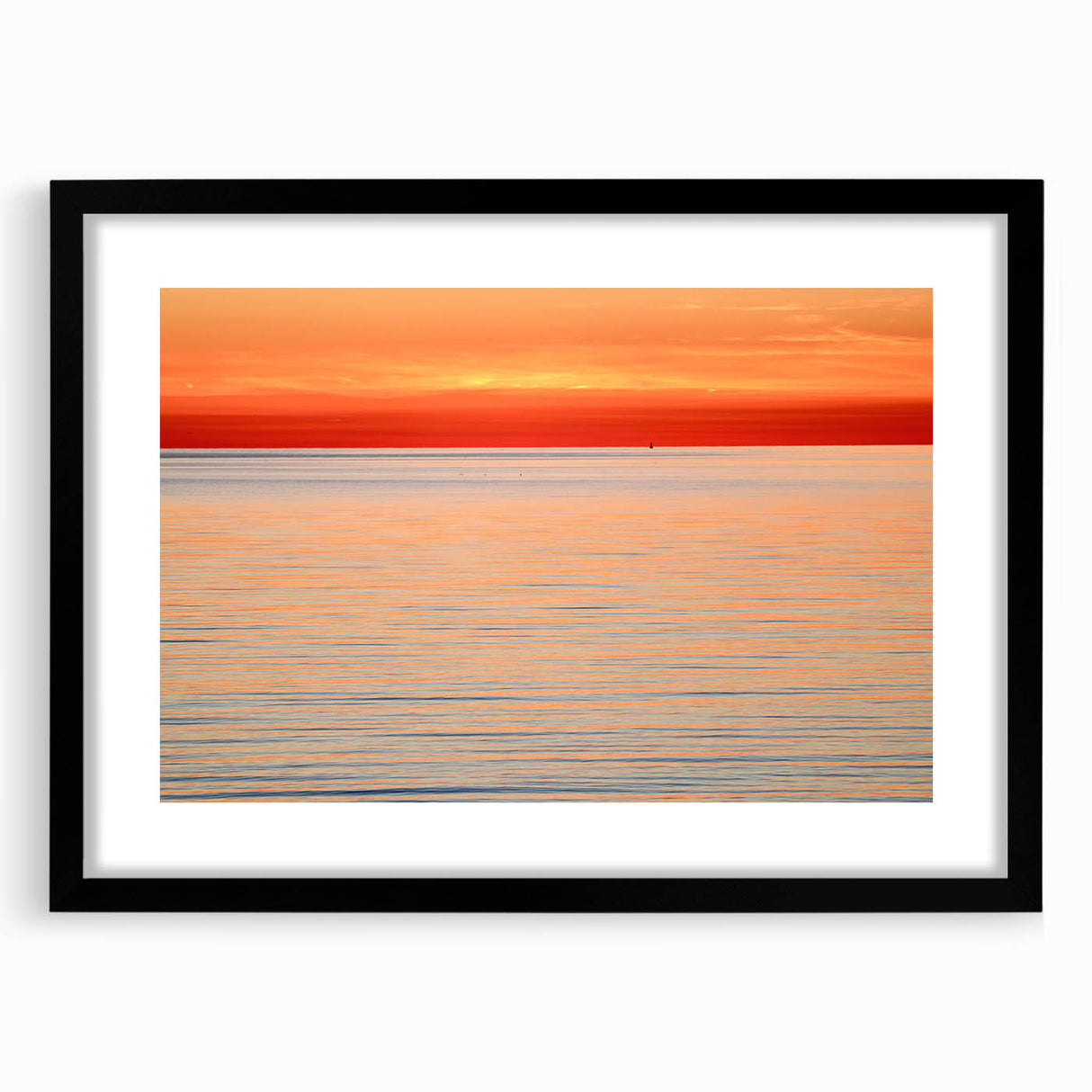 Abstract art print of a colorful, textured Massachusetts scenery on extra large black-framed canvas.