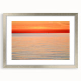 Textured abstract art print of Massachusetts, Nantucket scenery in muted blue tones on a framed silver mat.