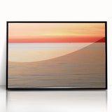 Large abstract wall art depicting a serene Nantucket landscape in muted blue and green tones on a framed acrylic print.
