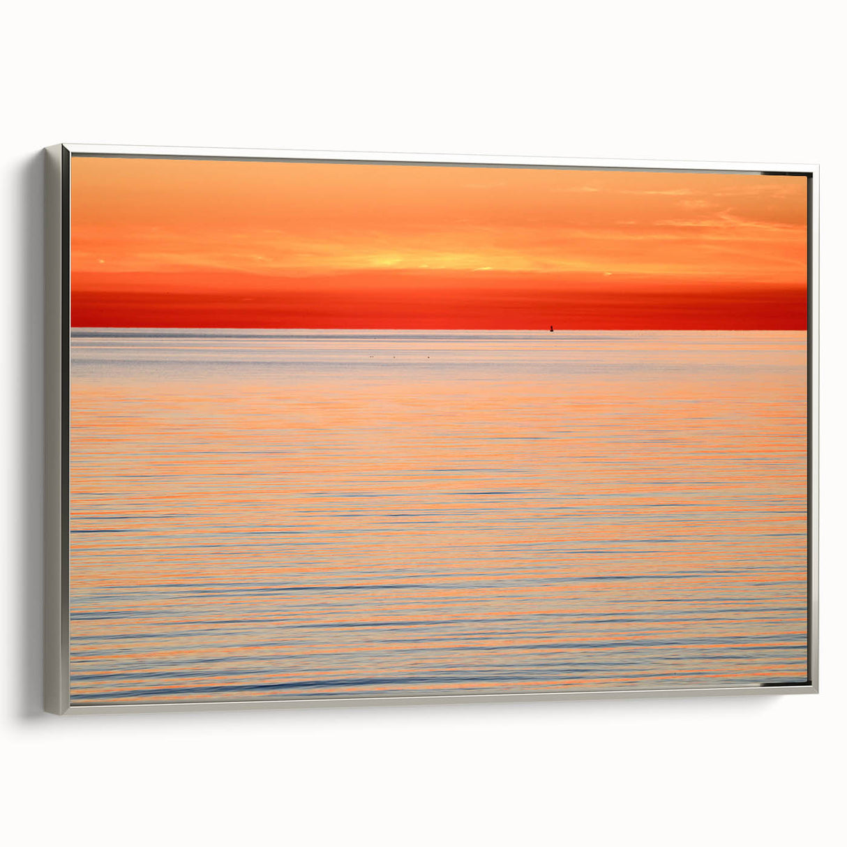 Landscape art painting of Nantucket with colorful vintage poster style on silver framed canvas, ideal for living room decor.