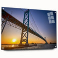 Large abstract wall art of Detroit skyline in muted gray and blue tones on acrylic glass, ideal for dining room decor.
