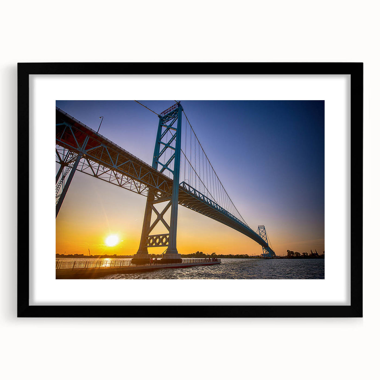 Abstract art print of Detroit skyline in vibrant colors on a textured, extra large canvas, ideal for living room decor.