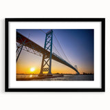 Abstract art print of Detroit skyline in vibrant colors on a textured, extra large canvas, ideal for living room decor.