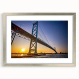 Textured abstract art print of Detroit skyline in muted gray tones on a silver-framed mat, ideal for modern bedroom ambiance.