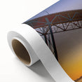 Art deco poster of Detroit skyline in monochrome shades on rolled canvas, suitable for nursery wall art or dining room.