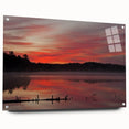 Acrylic print of a serene Michigan Upper Peninsula landscape, in soft green and blue tones.