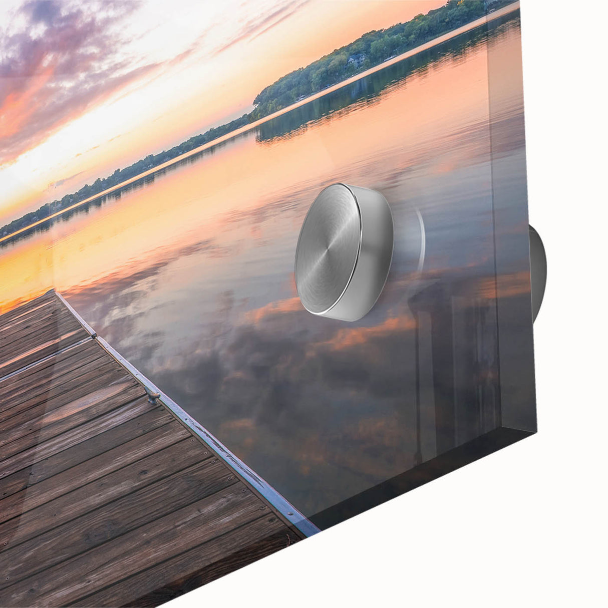 Large abstract wall art depicting Minnesota scenery in mid-century modernist style on acrylic glass.