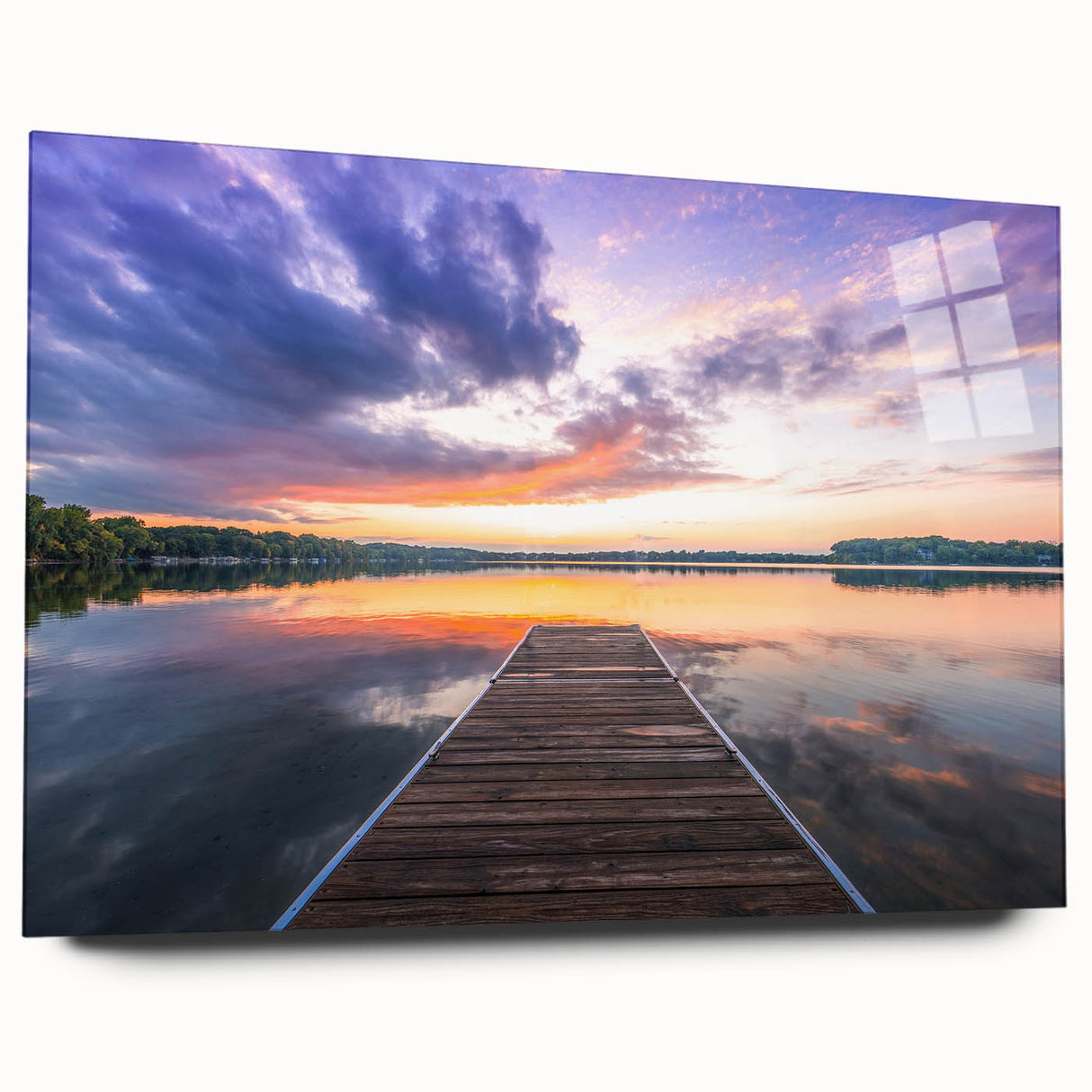 Acrylic print of a large abstract wall art depicting Minnesota scenery in muted earth tones.