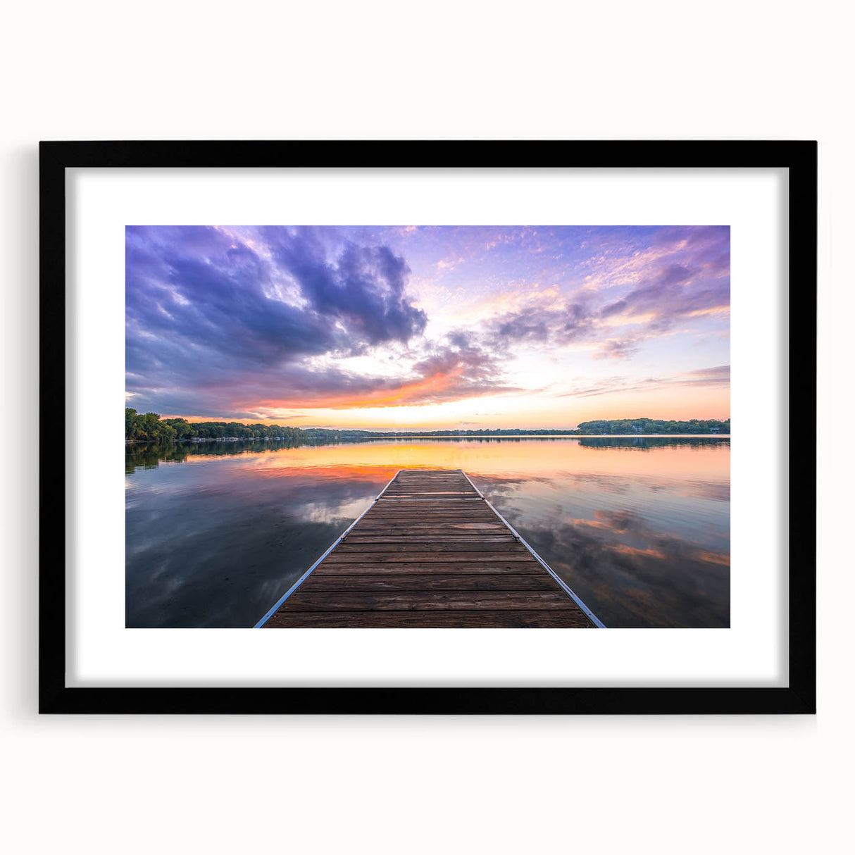 Extra large abstract art print of a colorful Minnesota landscape, textured style on a black framed canvas.
