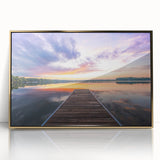 Large art print of a Minnesota landscape in mid-century modernist style, framed acrylic with gold tones.