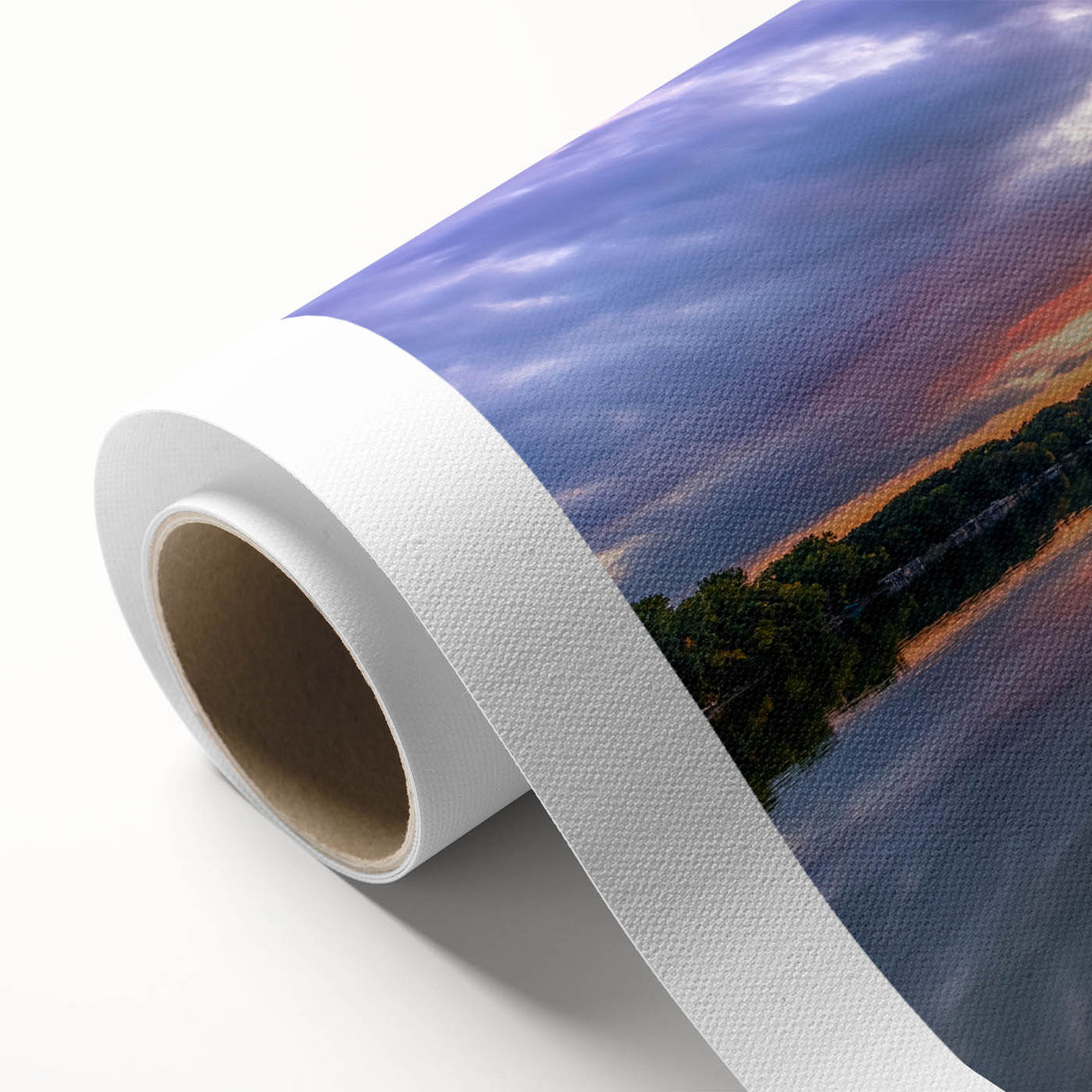 Art deco poster of Minnesota scenery on rolled canvas, featuring soft pastel colors, ideal for nursery wall art.