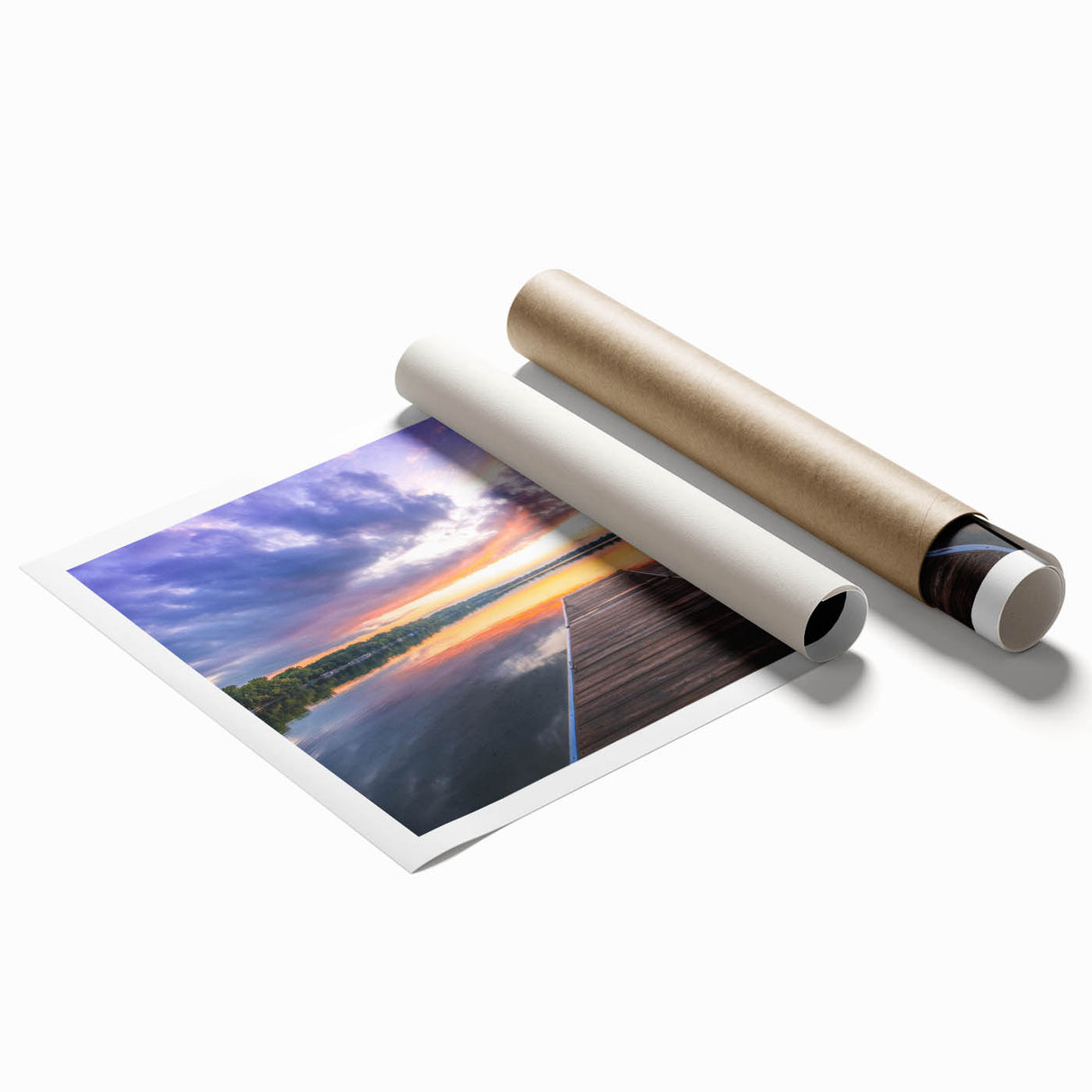 Extra large rolled print of a serene Minnesota landscape with soft floral elements in muted earth tones.