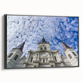 Black and white wall art featuring a vintage-style landscape painting of the St.